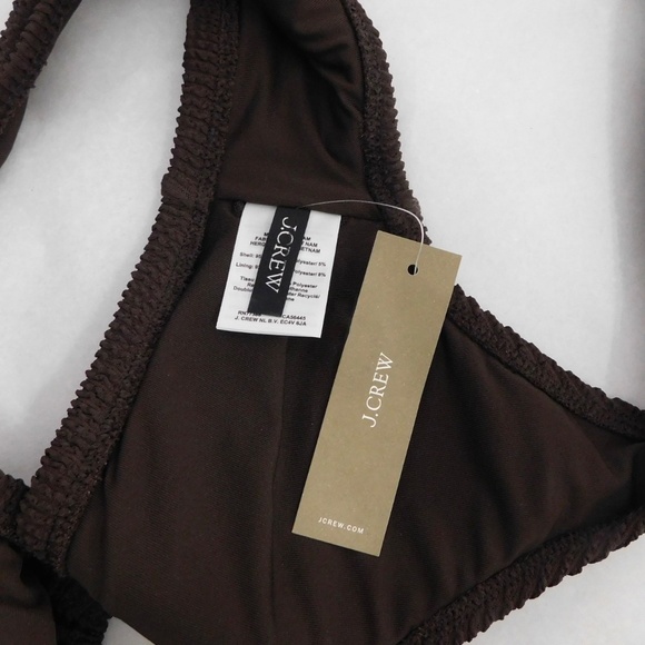 NWT!! J. CREW Claudia O-Ring Scrunchie Bikini Top Inky Espresso Brown Swimwear M - Picture 9 of 13